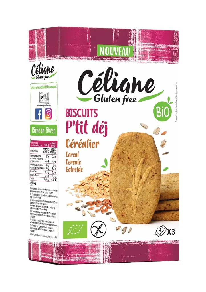 Céliane biscuits for pets. Organic breakfast cereal, 140 g (4 1/3 lbs).