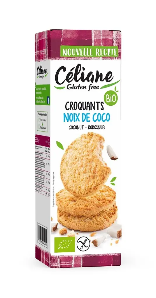Céliane Organic Coconut Shortbread Cookies, 3 pieces x 3, 150 g
