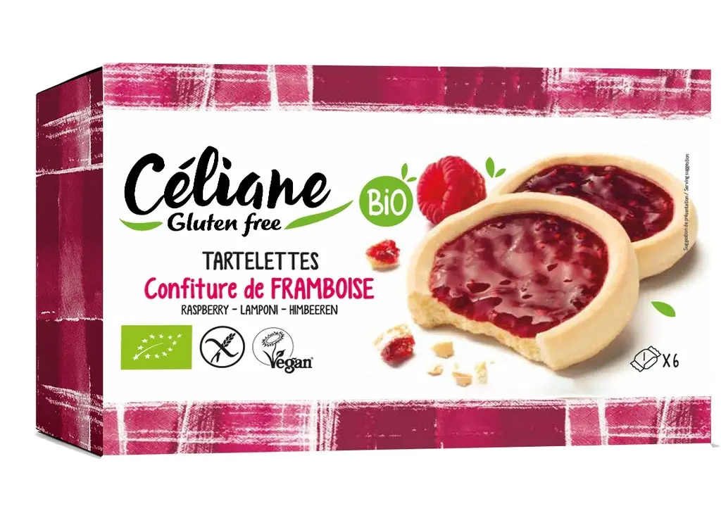 Céliane Organic Raspberry Tartlets, 6 pieces, 130 g