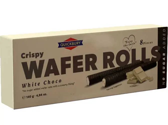 Gaufrettes roulées au chocolat blanc (avec gluten)