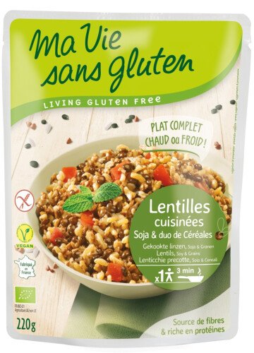 Lentilles cuisinées, soja & duo de céréales (doypack) bio 220 g