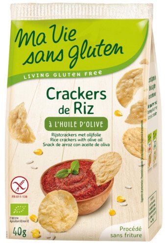 Biologische rijstcrackers met olijfolie 40 g