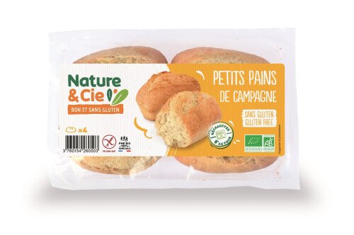 Petits pains de campagne précuit bio (4 pièces) 240 g