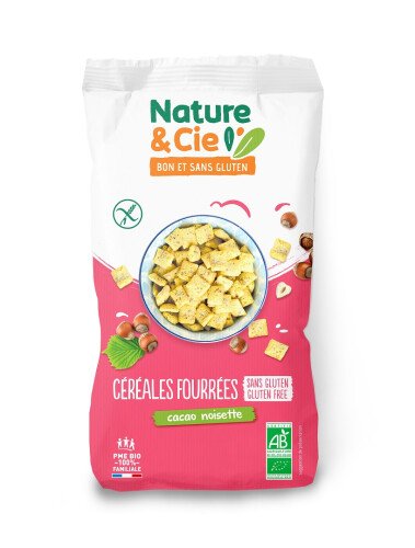 Céréales fourrées bio au cacao et noisette 250 g